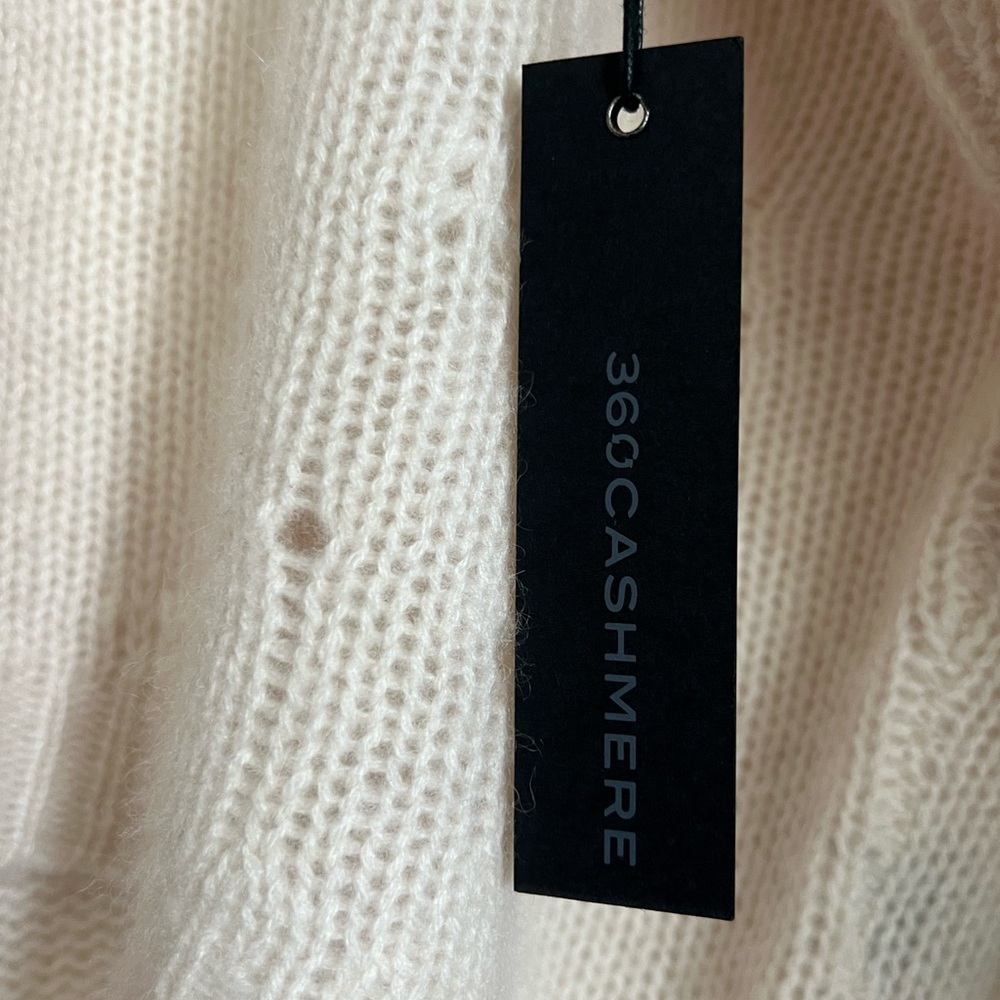 SOLD NWT $400! LUXE 360Cashmere Ivory Sweater Sz L - Picture 6 of 8